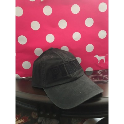 New Victoria's Secret PINK Baseball Cap Hat Dark Grey Black Logo Print  eb-99326976